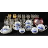A set of ten Bavarian wine glasses; others, tumblers and jug; Bohemian wine glasses; a Royal
