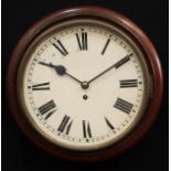 An early 20th century oak circular wall clock, 37cm diameter