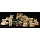 A Royal Worcester Monaco pattern coffee service; Evesham pattern dishes; Coalport plate; Wedgwood