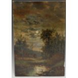 S**William (20th century) Moonlit Stream signed, oil on panel, 32cm x 21cm, unframed