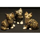 A set of three Winstanley tabby kitten models, glass eyes, each approx. 12cm