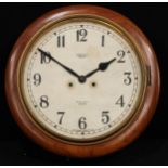 An Anglo-Indian colonial hardwood circular wall clock, 29cm dial inscribed Smiths Enfield,