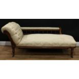 A Victorian chaise longue, 74.5cm high, 175cm long, 64cm deep, c.1880