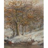 J Dennison Winter's Morn signed, oil on canvas, 45cm x 36cm