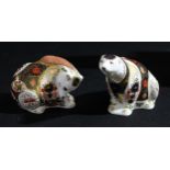 A pair of Royal Crown Derby paperweights, Imari Bears, Russian Bear and Polar Bear, 1128 pattern,