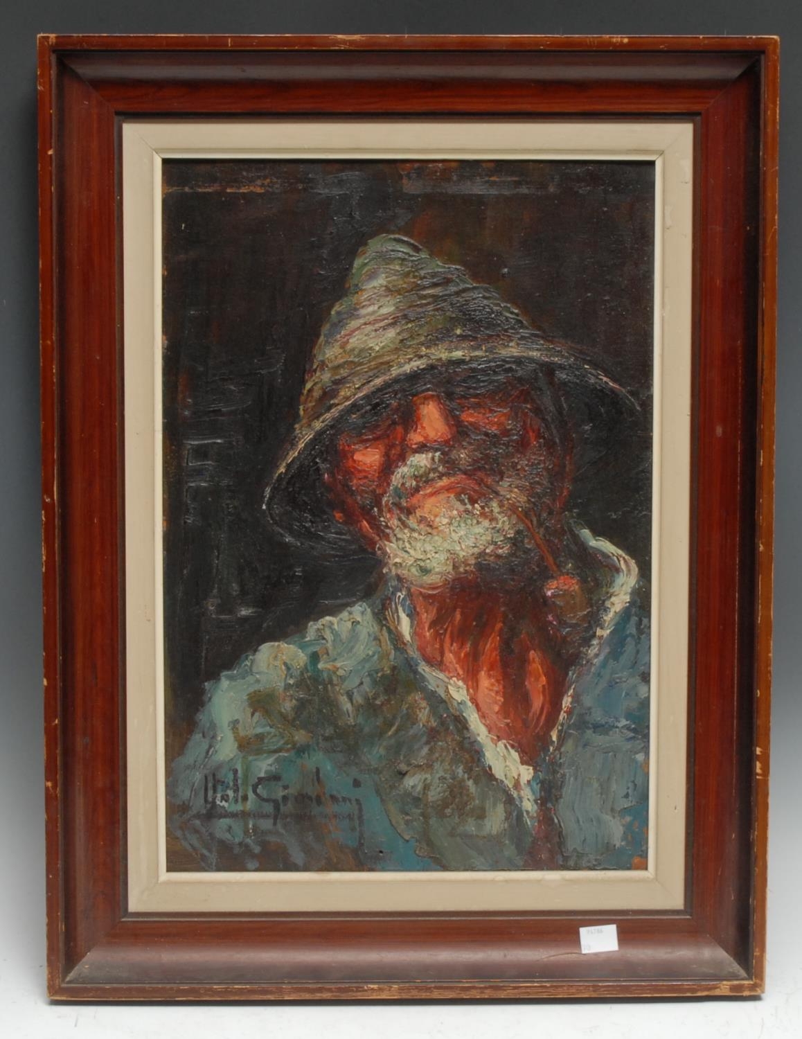 Gionol** Fisherman indistinctly signed, oil on board, 44.5cm x 30cm - Bild 2 aus 4