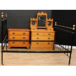 An Edwardian dressing chest, 159cm high, 106cm wide, 44cm deep; a similar chest of three long
