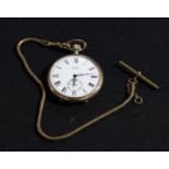 A Gradus gold plated dress pocket watch, on Albert