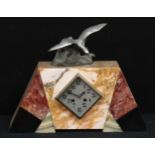 An Art Deco marble mantel clock, 44.5cm wide, c.1935