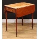 A 19th century mahogany Pembroke table, rounded rectangular top with reeded edge and fall leaves