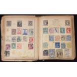 Stamps - The Popular Postage Stamp Album, Queen Victorian to George V, well worn, original
