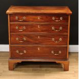 A George III mahogany chest, crossbanded rectangular top above four long graduated cockbeaded
