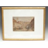 Sam Prout Continental Town and Figures signed, watercolour
