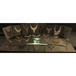 Costume Jewellery - bead and glass dress and fashion necklaces and chokers, assorted colours on base