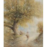 John Wright (19th century) Quiet Walking Home signed, watercolour, 26cm x 21cm