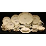 A Shelley Versaille pattern part dinner and tea service, including three graduated meat plates,