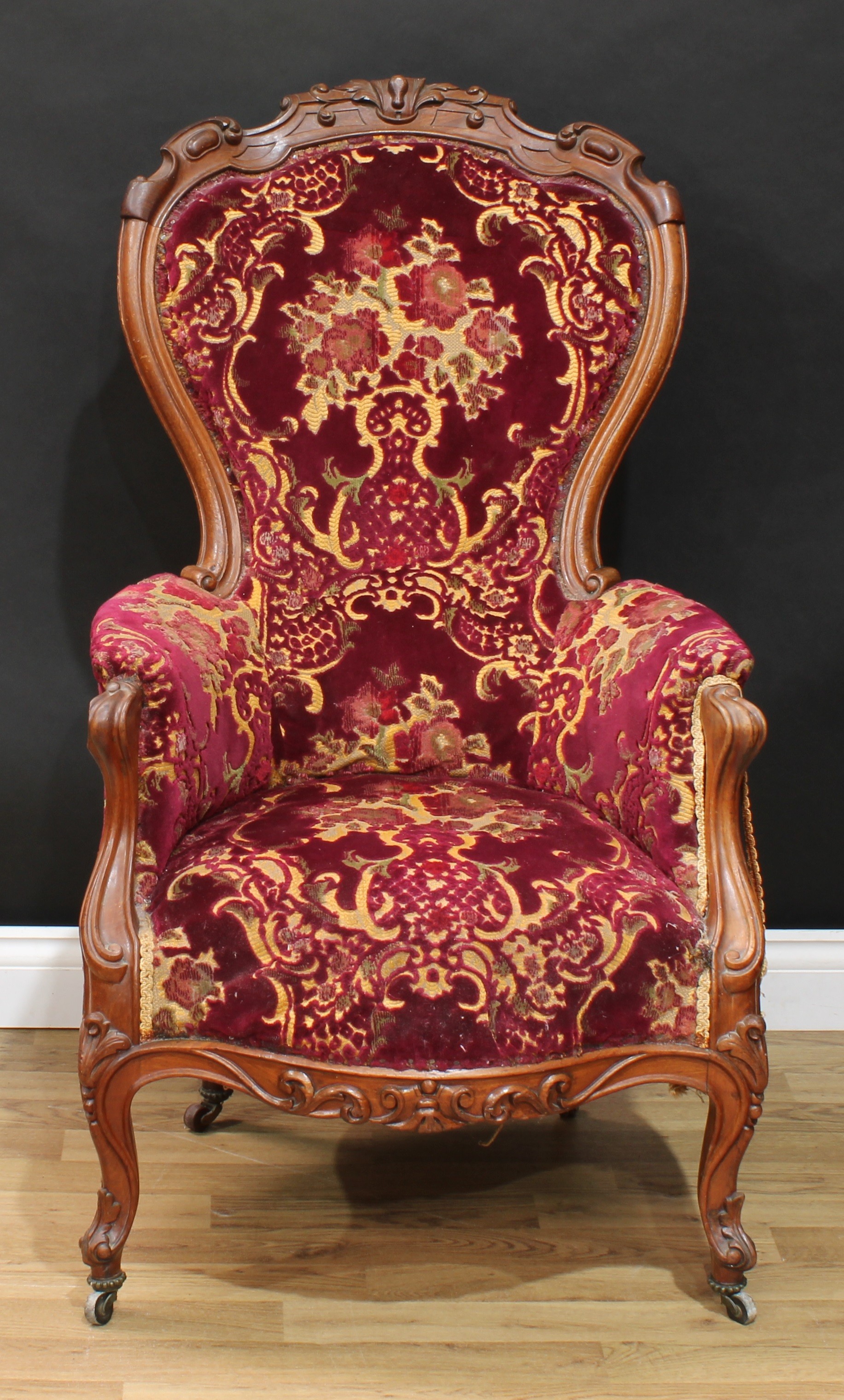 A Victorian spoon back drawing room chair, 111cm high, 65cm wide, the seat 42cm wide and 38cm deep - Image 2 of 3