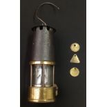 British Miners Davy Lantern. Makers marked "The Protector Lamp and Lighting Ltd, Eccles" along