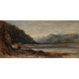 English School (19th century) Scottish Cove signed with monogram, oil on canvas, 19cm x 39.5cm