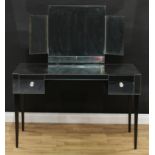 An Art Deco inspired mirrored dressing table, triptych mirror, 136.5cm high, 121cm wide, 51cm