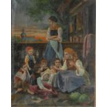 J Brauer (early 20th century) Stories of the Olden Times signed, oil on canvas, 81cm x 64cm