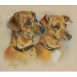 Marjorie Cox (1915 - 2003) A pair of Terrier Dogs signed, dated 1960, pastel, 32cm x 37cm