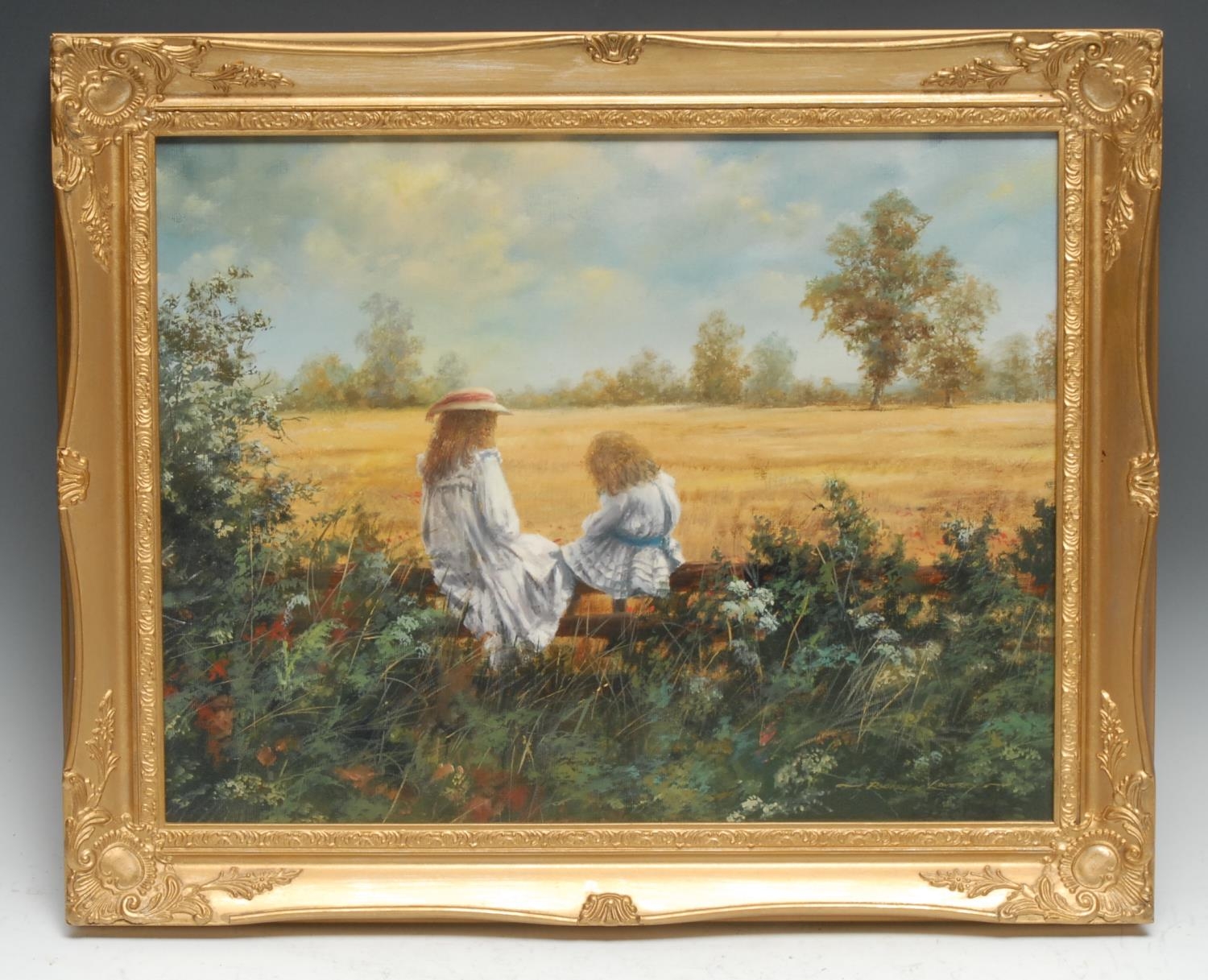 Roderick Lovesey Cornfield signed, oil on board,34cm x 44cm - Image 2 of 4