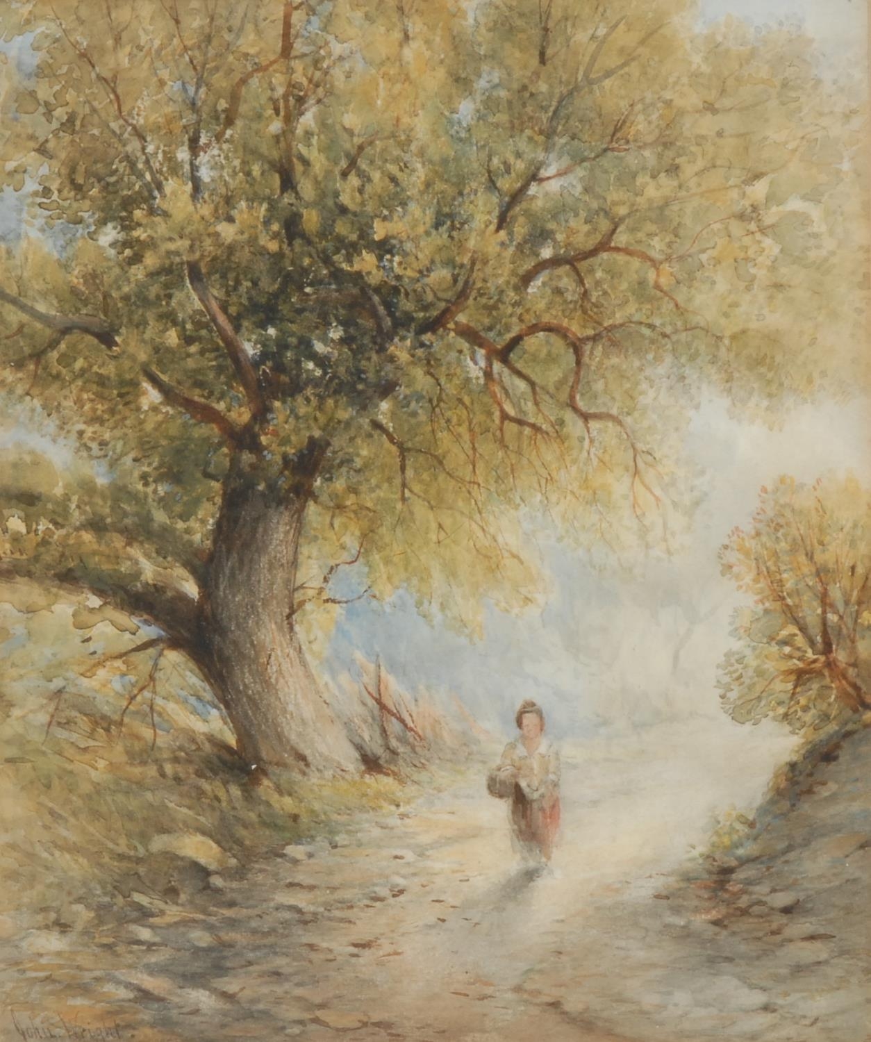 John Wright (19th century) Quiet Walking Home signed, watercolour, 26cm x 21cm