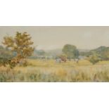 William Armitage (Dernyshire Artist) Meadows, at Bakewell signed, watercolour, 16cm x 30xm