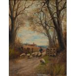 F W Kirkham Returning Home signed, oil on card, 18cm x 14cm