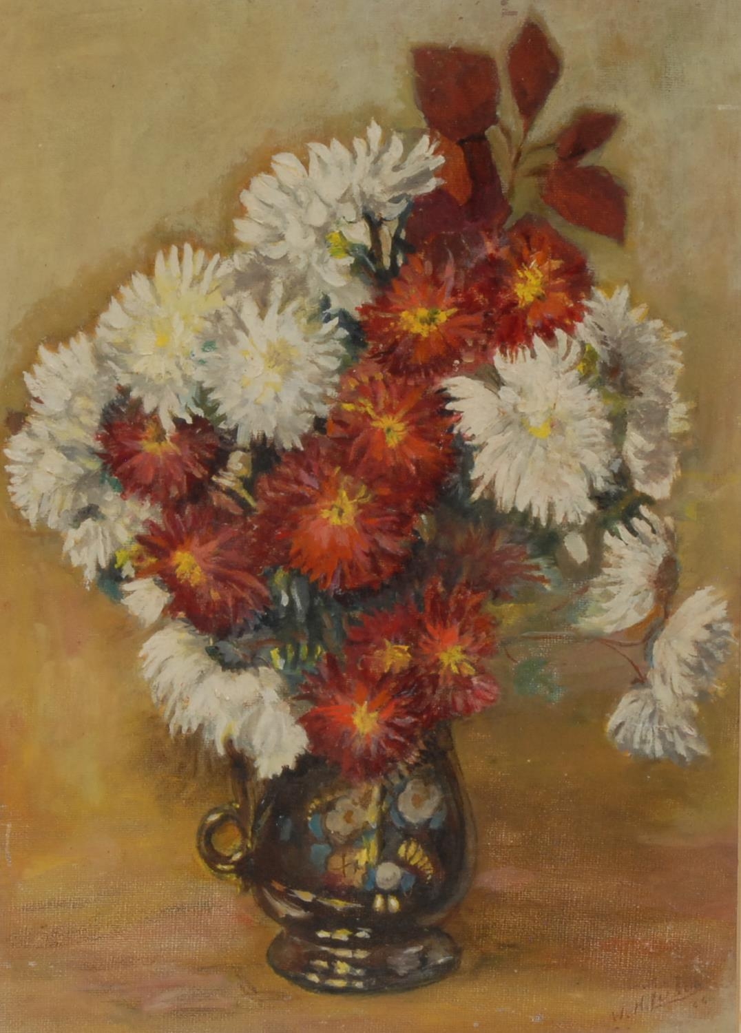 W**H**Luson Still Life, Autumn Flowers signed, oil on canvas, 33.5cm x 24cm