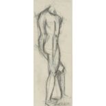 Frank Aurbach Study of a Nude signed, pencil, 36cm x 12cm