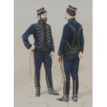 English School (20th century) Military Officers Uniform initialled BA, watercolour and gouache, 21.