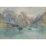 Alfred Heaton Copper (1864-1929) Sailing Boats on a Continental Lake signed, watercolour, 25cm x