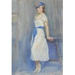 English School (early 20th century) Portrairt of a Fashionable Lady signed, 37cm x 25cm, watercolour