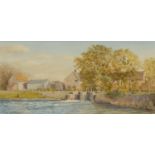 Robin Davidson Fiddleford Mill, River Stour, Dorset signed, titled to verso, oil on canvas, 26cm x