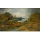 S Mayor (late 19th century) River Landscape signed, oil on canvas, 30cm x 50cm