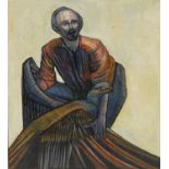 T Christie (20th century) Man with Eagle signed to verso, dated 67, oil on board, 39cm x 35.5cm