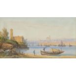 Edwin St John (1878-1961) Continental Harbour signed, watercolour, 24cm x 44cm