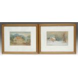 Joseph Halam Hawksworth (1827-1908) A Pair, Winter Cottage, Lakeside Cottage signed, watercolours,