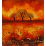 Kerry Darlington Warm Oak Tree signed, paper label to verso, mixed media, acrylic and resin, 28cm