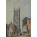 English School (early 20th century) Derby Cathedral watercolour, 37.5cm x 25cm