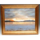 Rex Nicholls (1942-2019) Sunset Loch Farn signed, oil on canvas, 44cm x 59cm