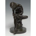 Italian Grand Tour School (19th century), a dark patinated library bronze, Spinario or Boy with