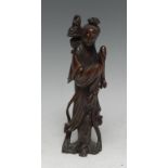 A Chinese hardwood figure, carved as Guanyin, 18cm high, 19th century