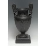 An early 20th century dark patinated spelter volute krater urn, in the Grand Tour taste, black