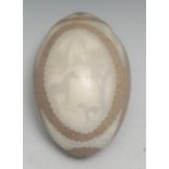 An Australian emu egg cameo, by J.W. Sadleir, Carver, signed, carved in relief with indigenous