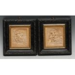 A pair of 19th century composition bas relief panels, scantily clad figures after the Antique, 10.