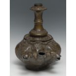 An Islamic bronze hookah base, 31cm high