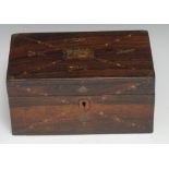 A 19th century rosewood rectangular box, painted in polychrome in the Sheraton Revival taste with